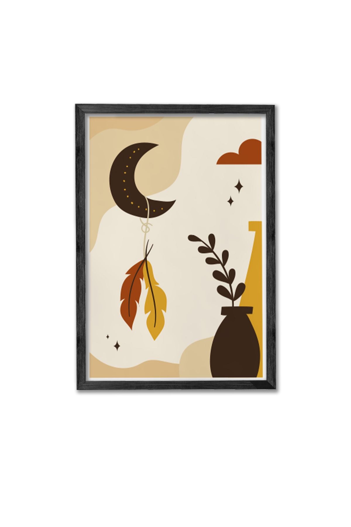 Conjunto de 3 Quadros Decorativos Multicolor com Moldura de Madeira Maciça - 34x49cm