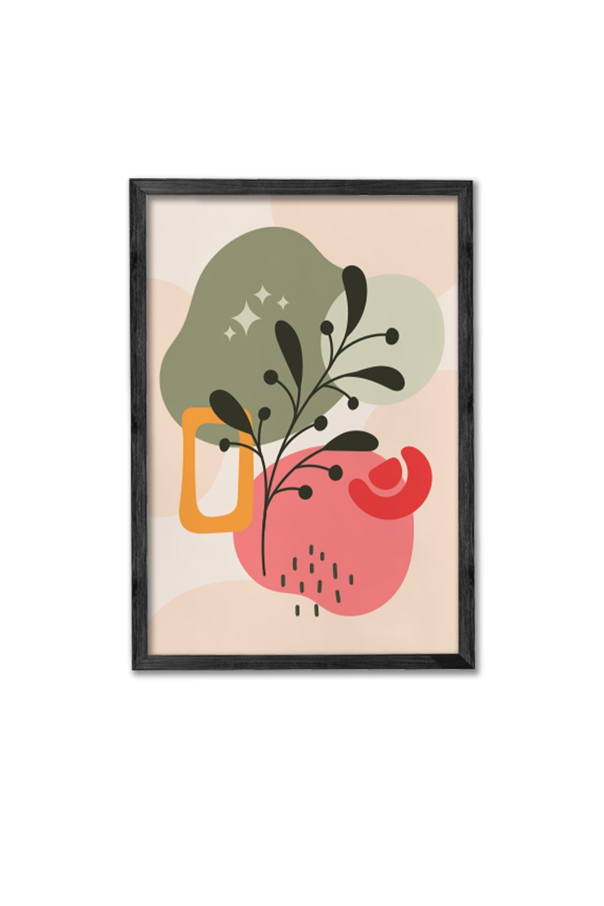 Conjunto de 3 Quadros Decorativos Multicolor com Moldura de Madeira Maciça - 34x49cm