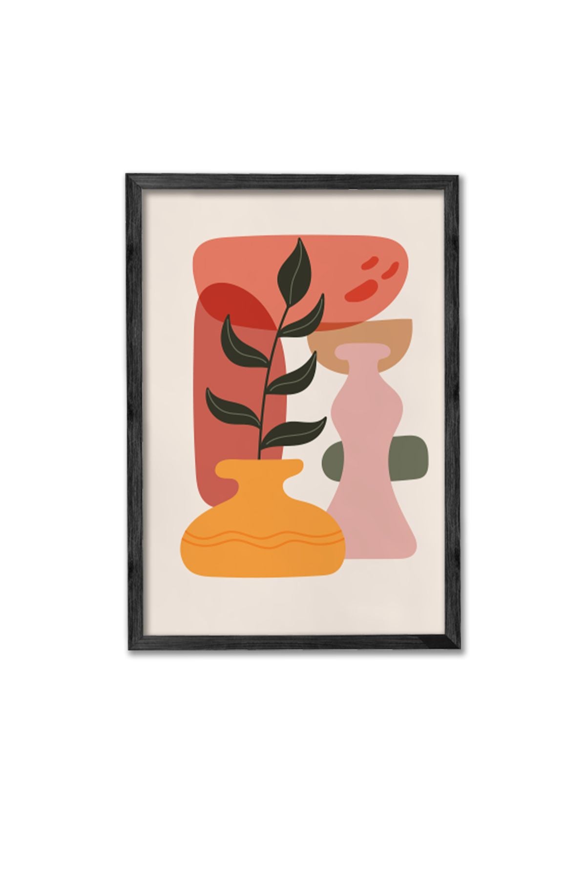 Conjunto de 3 Quadros Decorativos Multicolor com Moldura de Madeira Maciça - 34x49cm