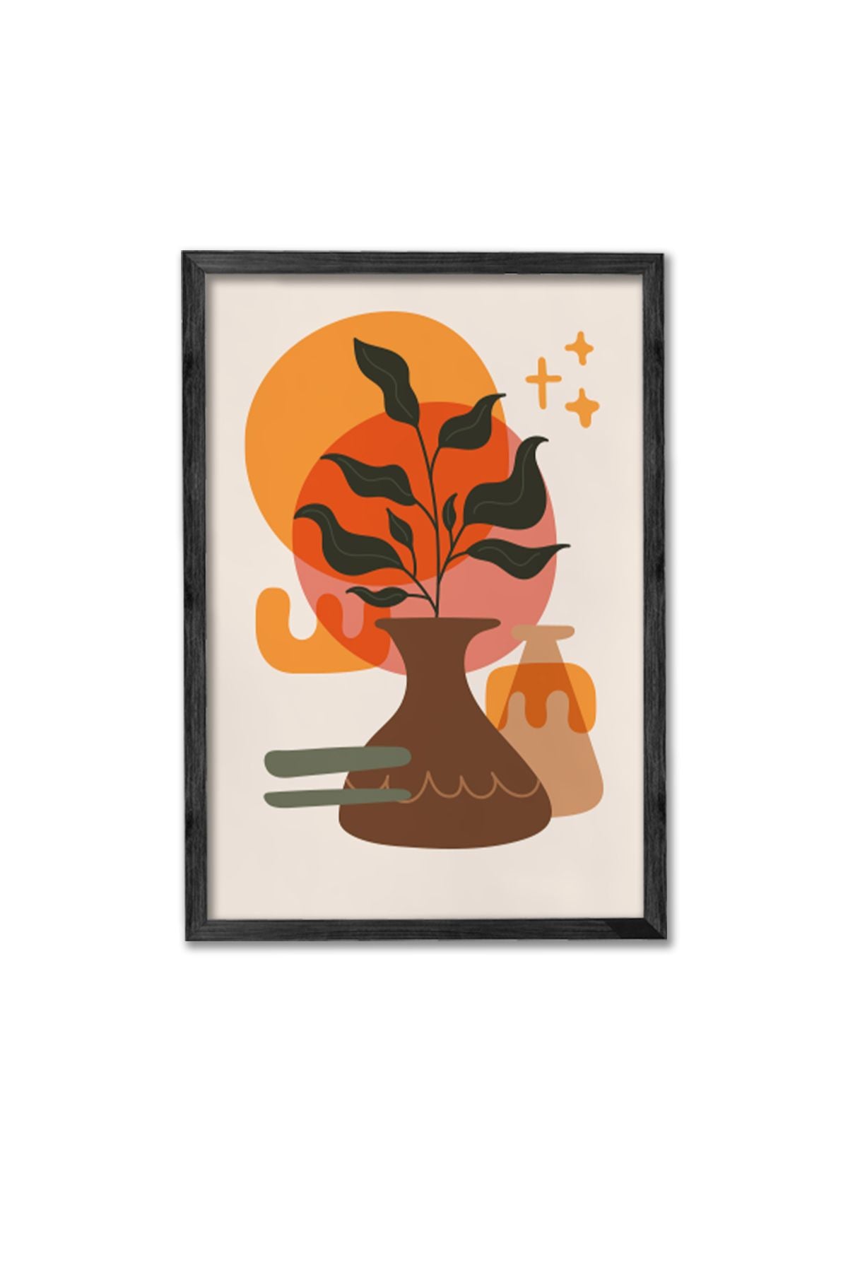 Conjunto de 3 Quadros Decorativos Multicolor com Moldura de Madeira Maciça - 34x49cm