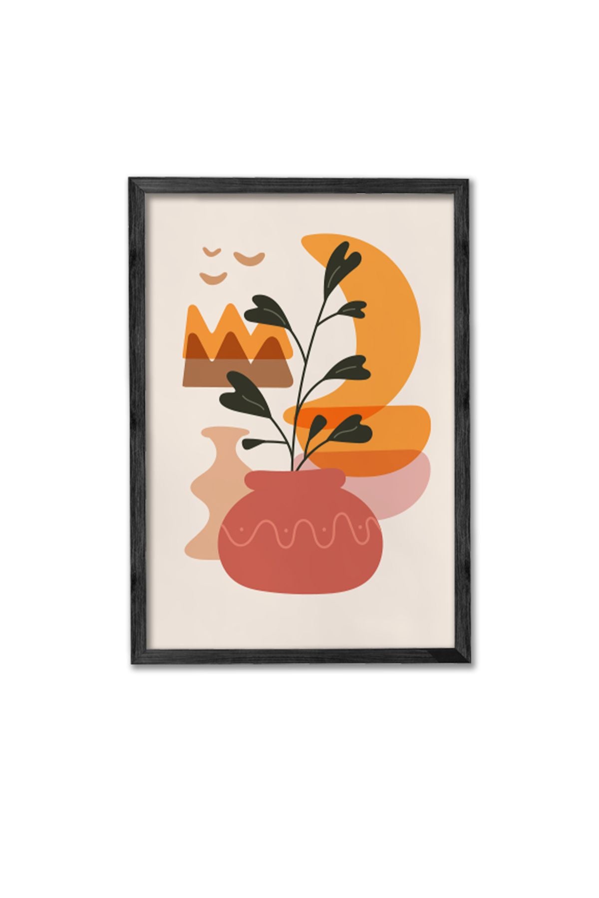 Conjunto de 3 Quadros Decorativos Multicolor com Moldura de Madeira Maciça - 34x49cm