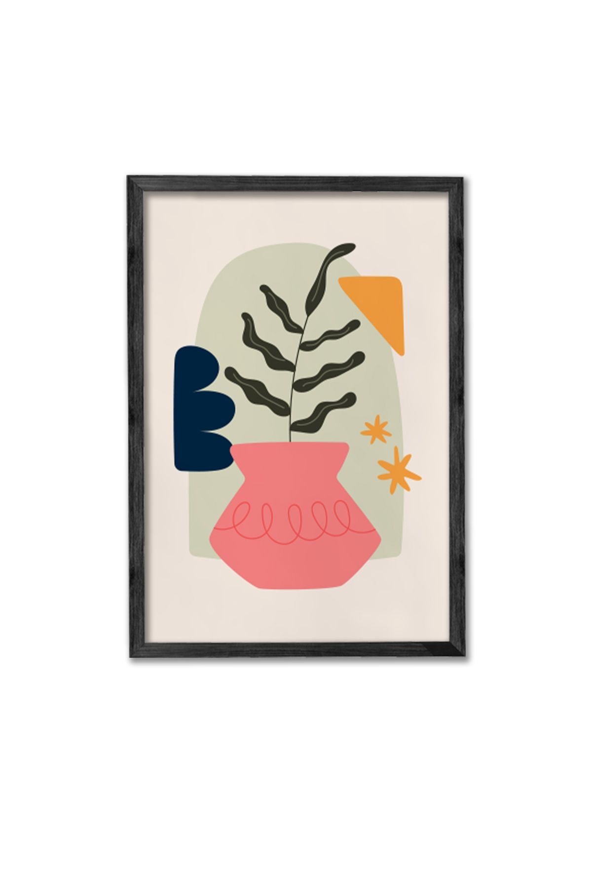 Conjunto de 3 Quadros Decorativos Multicolor com Moldura de Madeira Maciça - 34x49cm