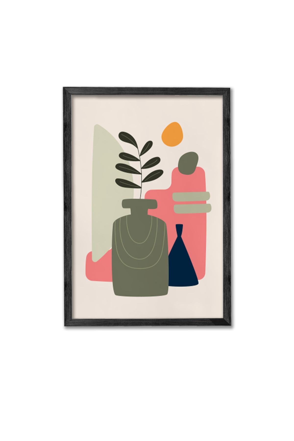 Conjunto de 3 Quadros Decorativos Multicolor com Moldura de Madeira Maciça - 34x49cm