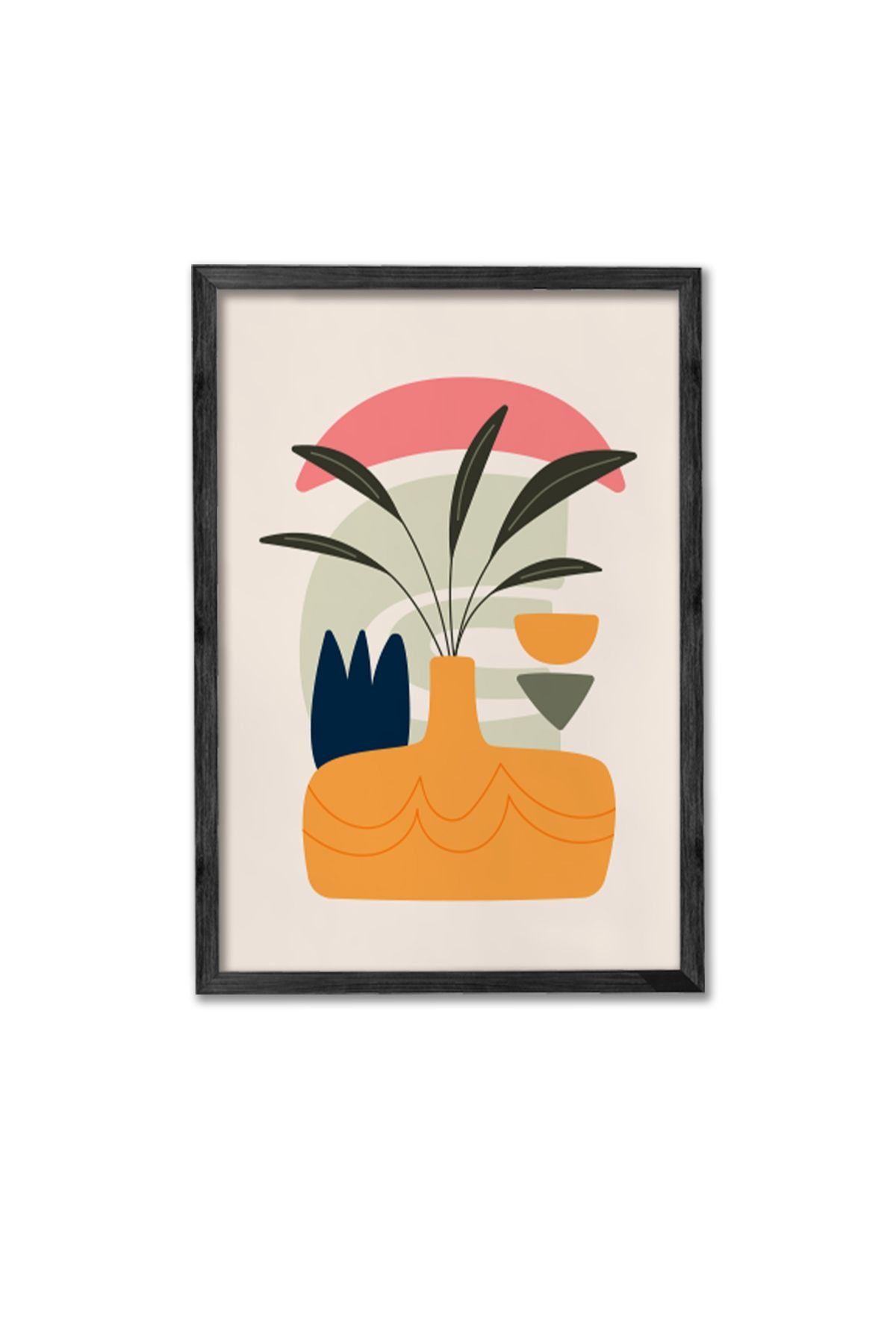 Conjunto de 3 Quadros Decorativos Multicolor com Moldura de Madeira Maciça - 34x49cm