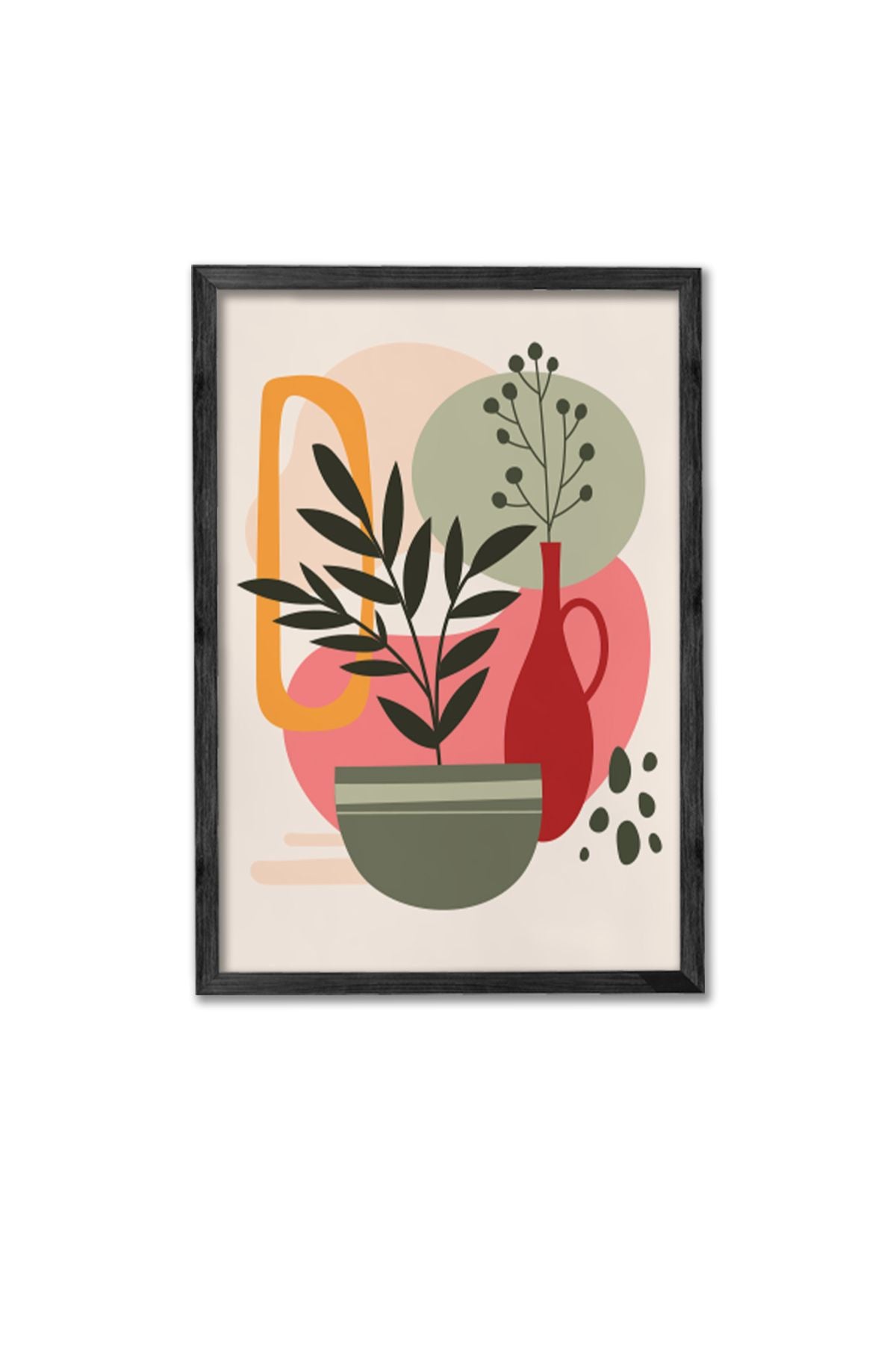 Conjunto de 3 Quadros Decorativos Multicolor com Moldura de Madeira Maciça - 34x49cm