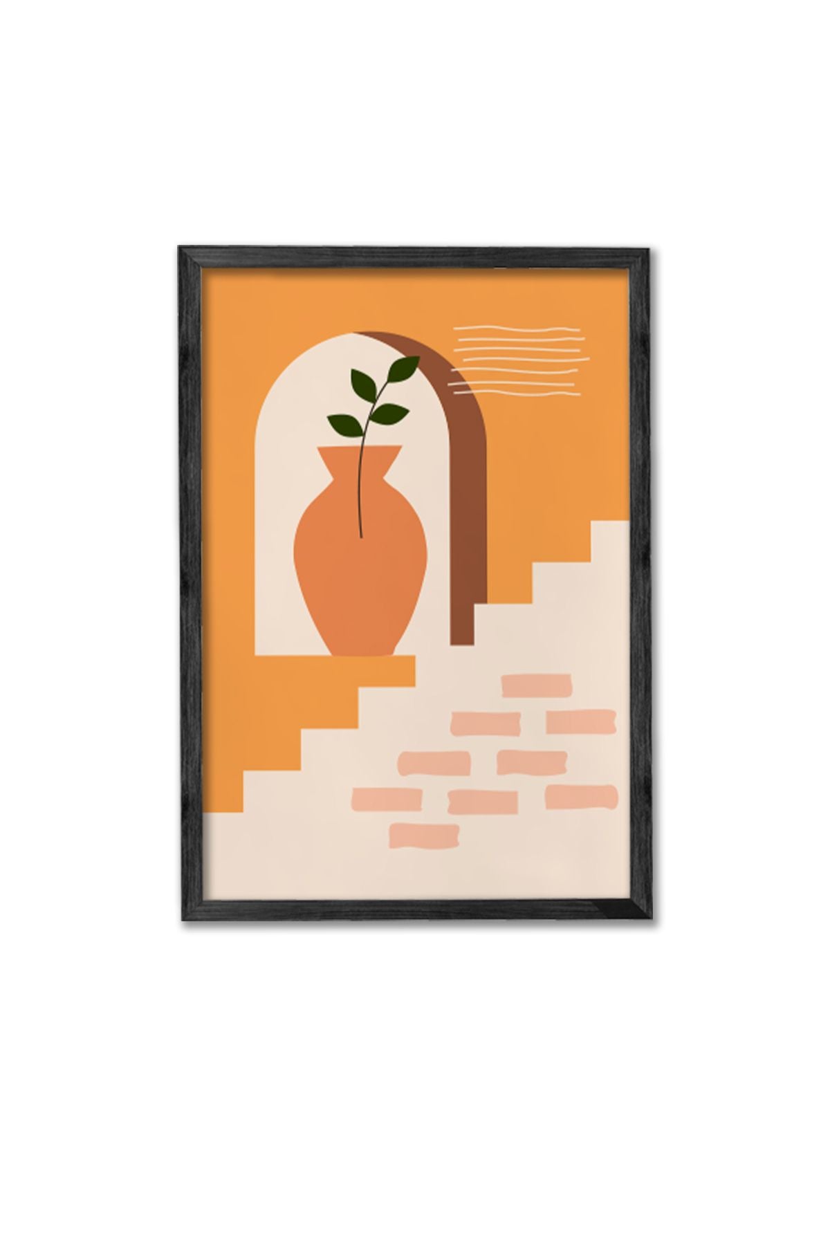 Conjunto de 3 Quadros Decorativos Multicolor com Moldura de Madeira Maciça - 34x49cm