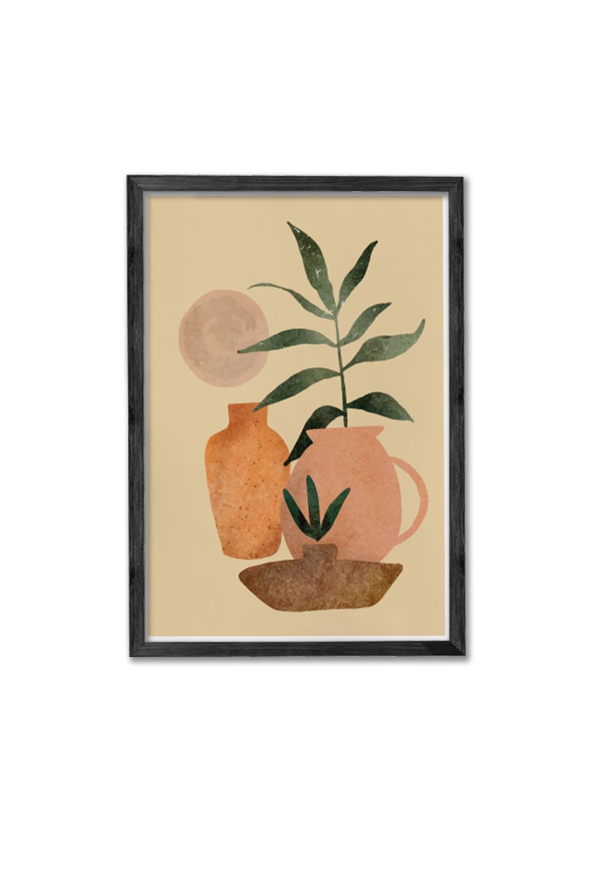 Conjunto de 3 Quadros Decorativos Multicolor com Moldura de Madeira Maciça - 34x49cm