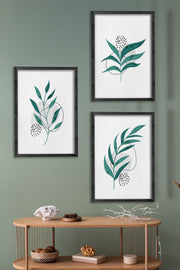 Conjunto de 3 Quadros Decorativos Multicolor com Moldura de Madeira Maciça - 34x49cm