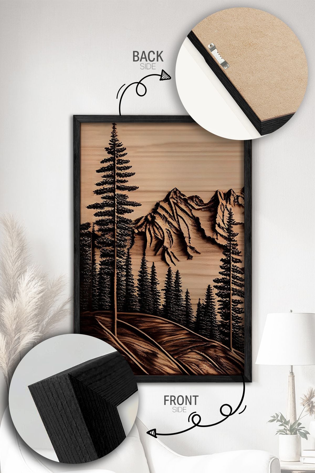 Quadro Decorativo Triplo Multicolor com Moldura em Madeira Maciça – Impressão Digital (34x49 cm cada) | 786DKT1568