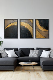 Conjunto de 3 Quadros Decorativos Multicolor com Moldura de Madeira Maciça - 34x49cm