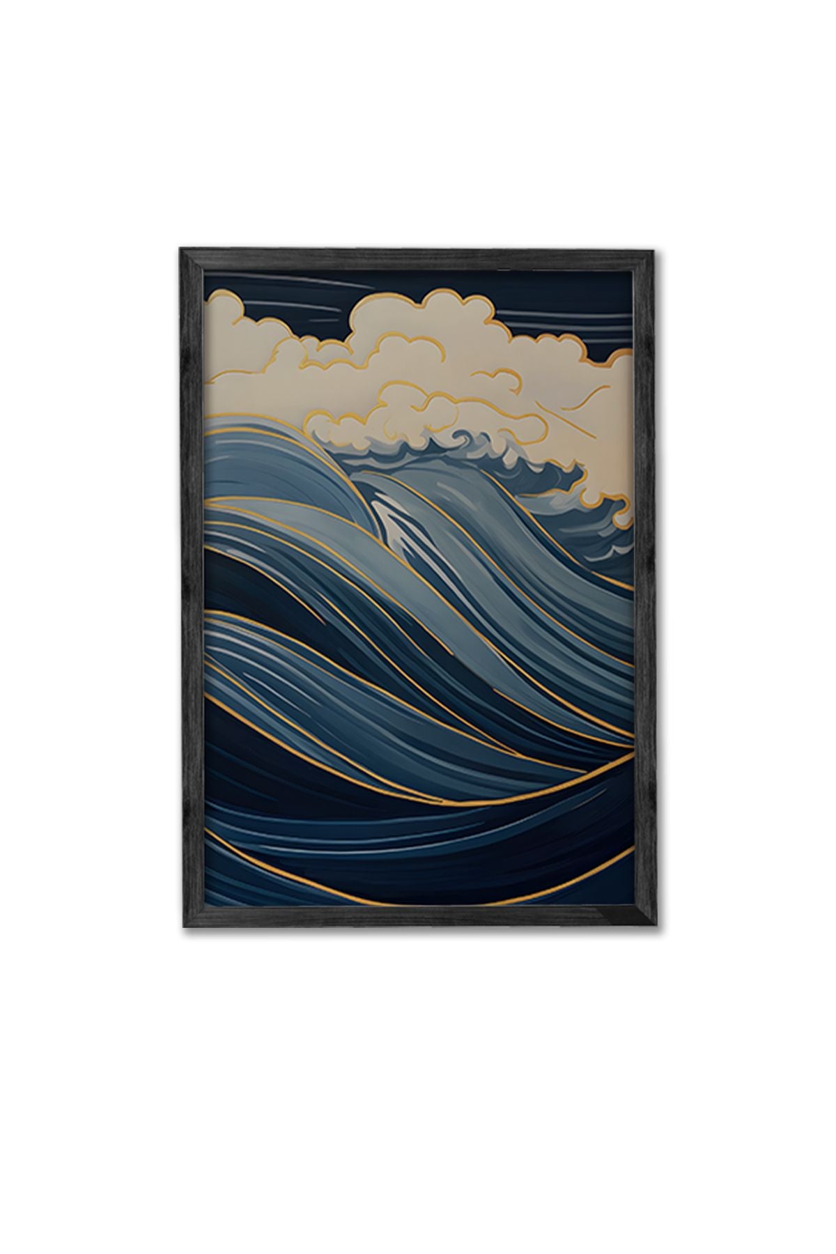 Conjunto de 3 Quadros Decorativos Multicolor com Moldura de Madeira Maciça - 34x49cm