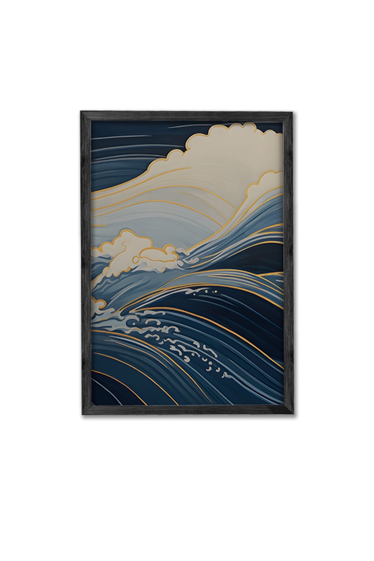 Conjunto de 3 Quadros Decorativos Multicolor com Moldura de Madeira Maciça - 34x49cm