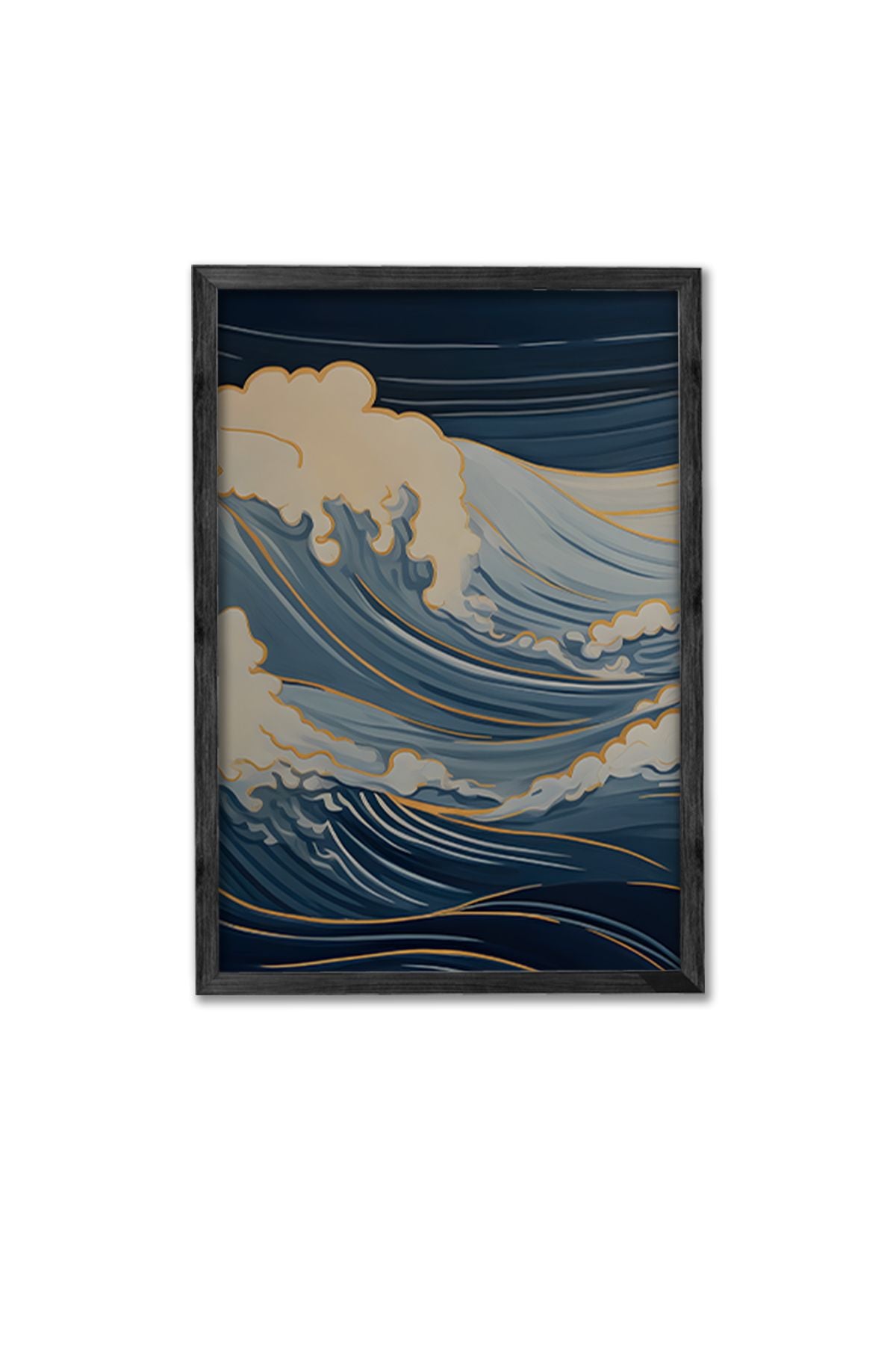 Conjunto de 3 Quadros Decorativos Multicolor com Moldura de Madeira Maciça - 34x49cm