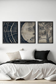 Tríptico Decorativo Multicolor com Moldura em Madeira Maciça – Impressão Digital 34 x 49 cm (3 Peças)