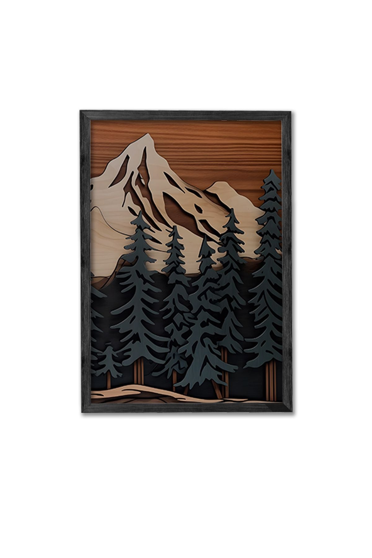 Conjunto de 3 Quadros Decorativos Multicolor com Moldura de Madeira Maciça - 34x49cm