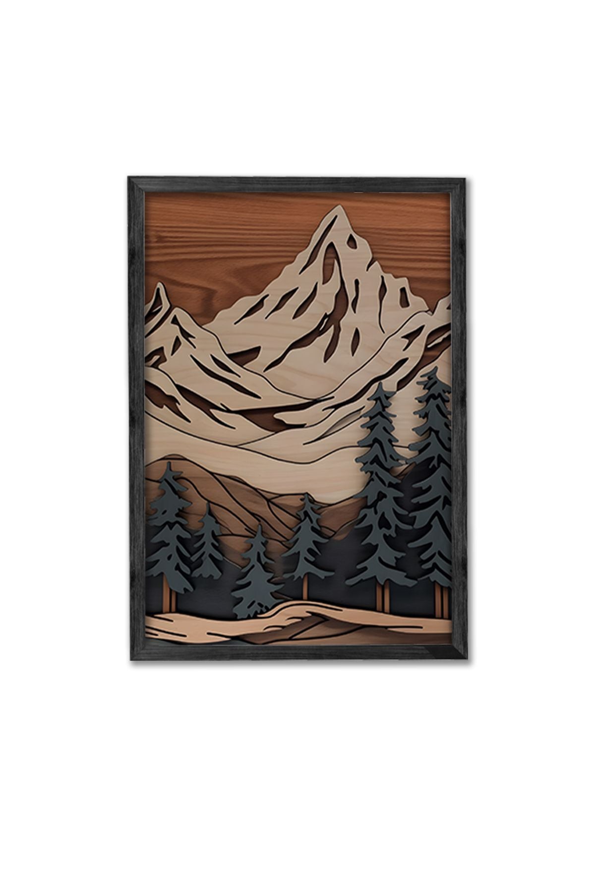 Conjunto de 3 Quadros Decorativos Multicolor com Moldura de Madeira Maciça - 34x49cm