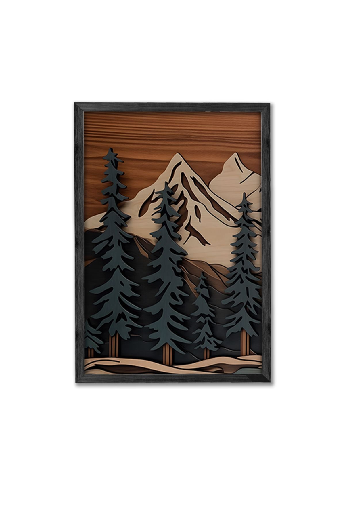 Conjunto de 3 Quadros Decorativos Multicolor com Moldura de Madeira Maciça - 34x49cm