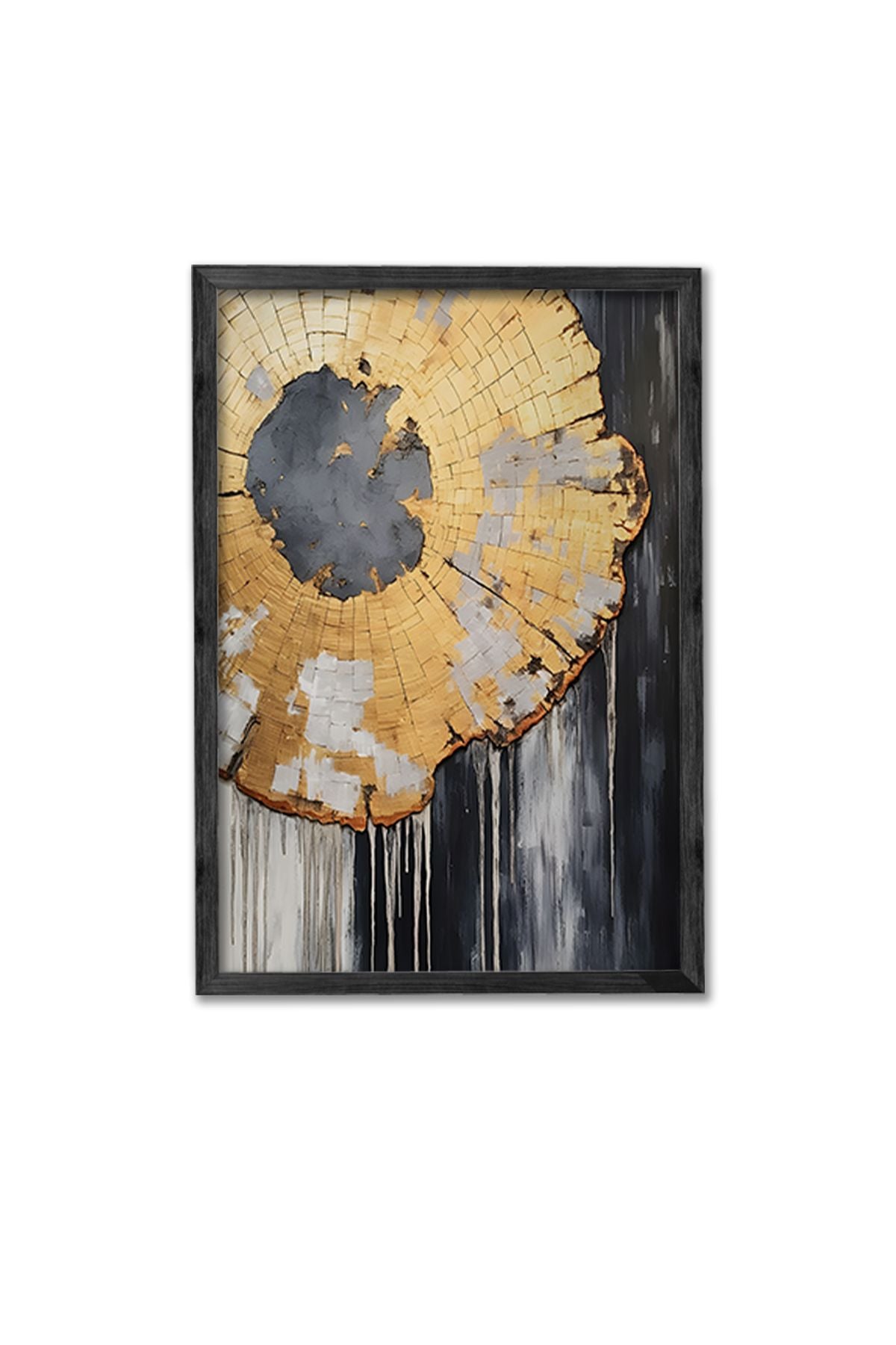 Conjunto de 3 Quadros Decorativos Multicolor com Moldura de Madeira Maciça - 34x49cm