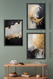 Conjunto de Quadros Decorativos (3 Peças) Multicolor com Moldura em Madeira Maciça – Impressão Digital, 34x49 cm por peça