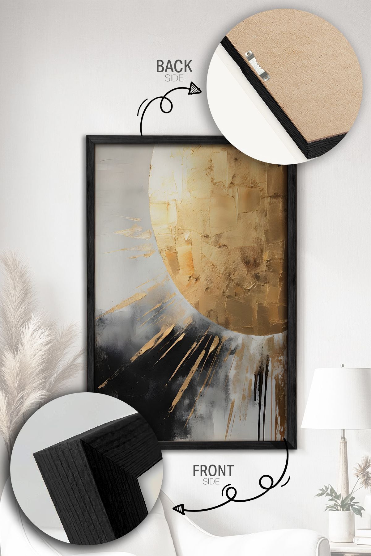 Conjunto de Quadros Decorativos (3 Peças) Multicolor com Moldura em Madeira Maciça – Impressão Digital, 34x49 cm por peça