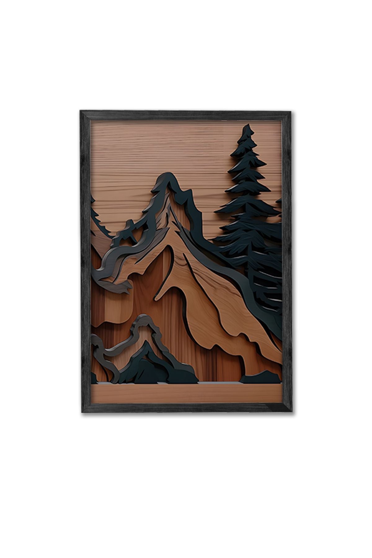 Conjunto de 3 Quadros Decorativos Multicolor com Moldura de Madeira Maciça - 34x49cm