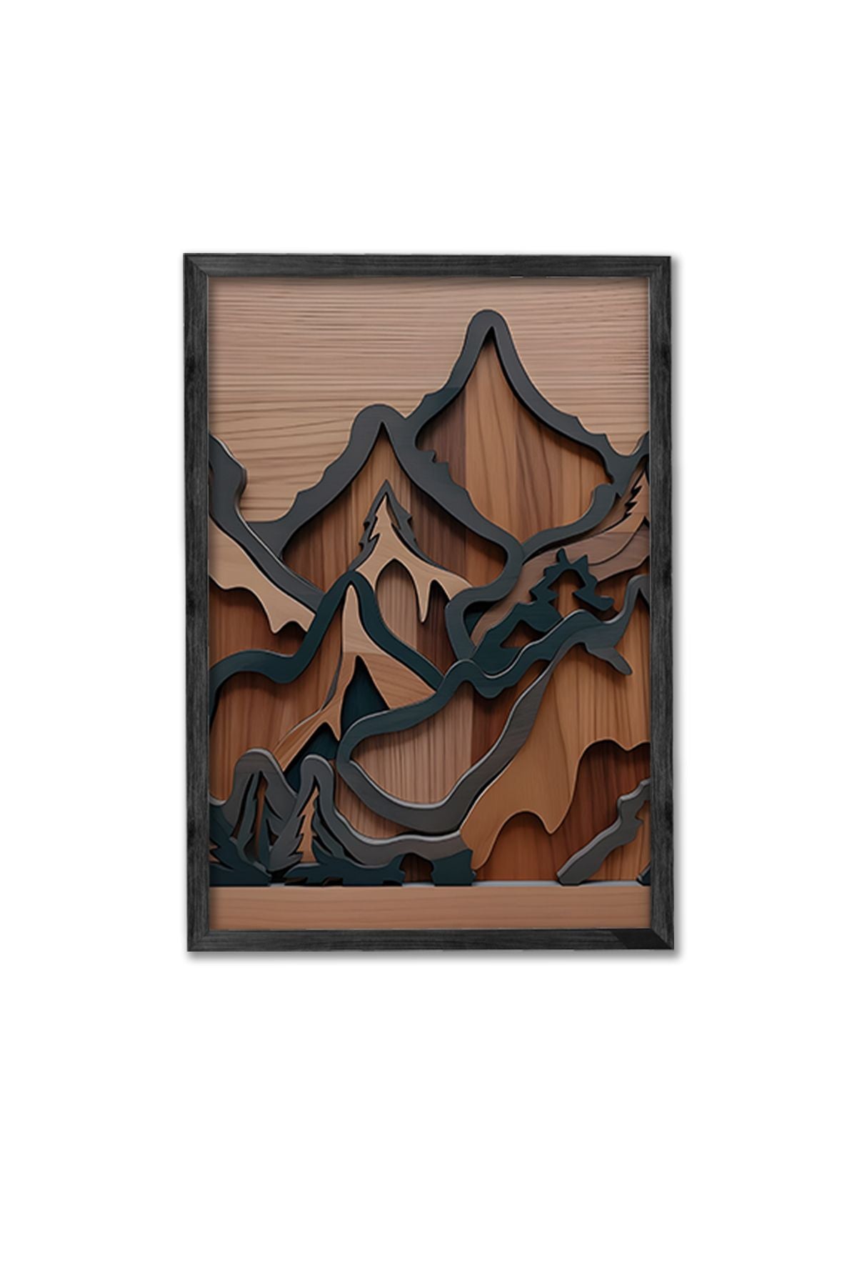 Conjunto de 3 Quadros Decorativos Multicolor com Moldura de Madeira Maciça - 34x49cm