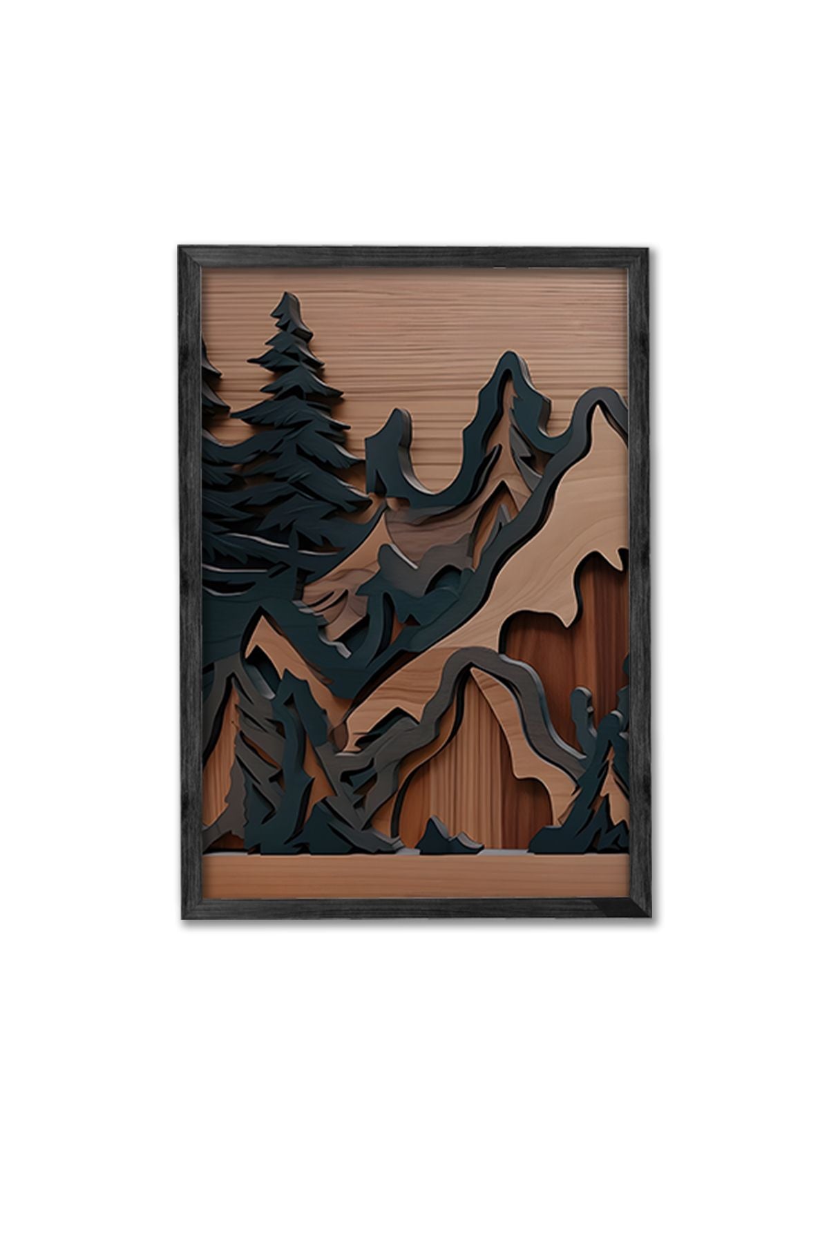 Conjunto de 3 Quadros Decorativos Multicolor com Moldura de Madeira Maciça - 34x49cm