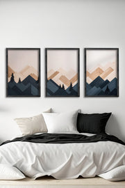 Conjunto de 3 Quadros Decorativos Multicolor com Moldura de Madeira Maciça - 34x49cm