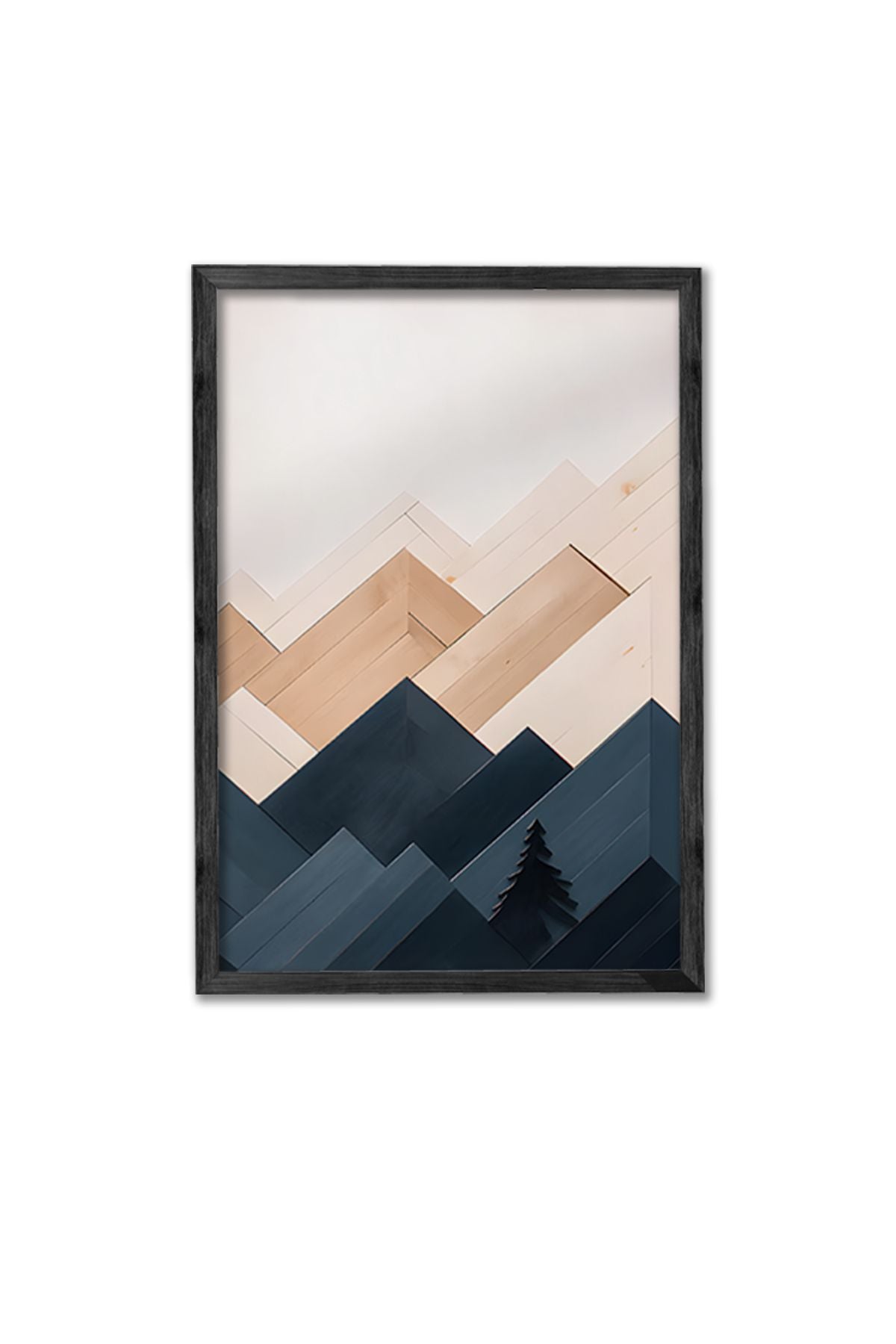 Conjunto de 3 Quadros Decorativos Multicolor com Moldura de Madeira Maciça - 34x49cm