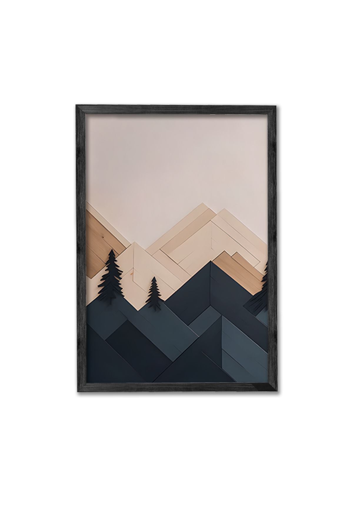 Conjunto de 3 Quadros Decorativos Multicolor com Moldura de Madeira Maciça - 34x49cm