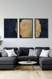 Conjunto de 3 Quadros Decorativos Multicolor com Moldura de Madeira Maciça - 34x49cm