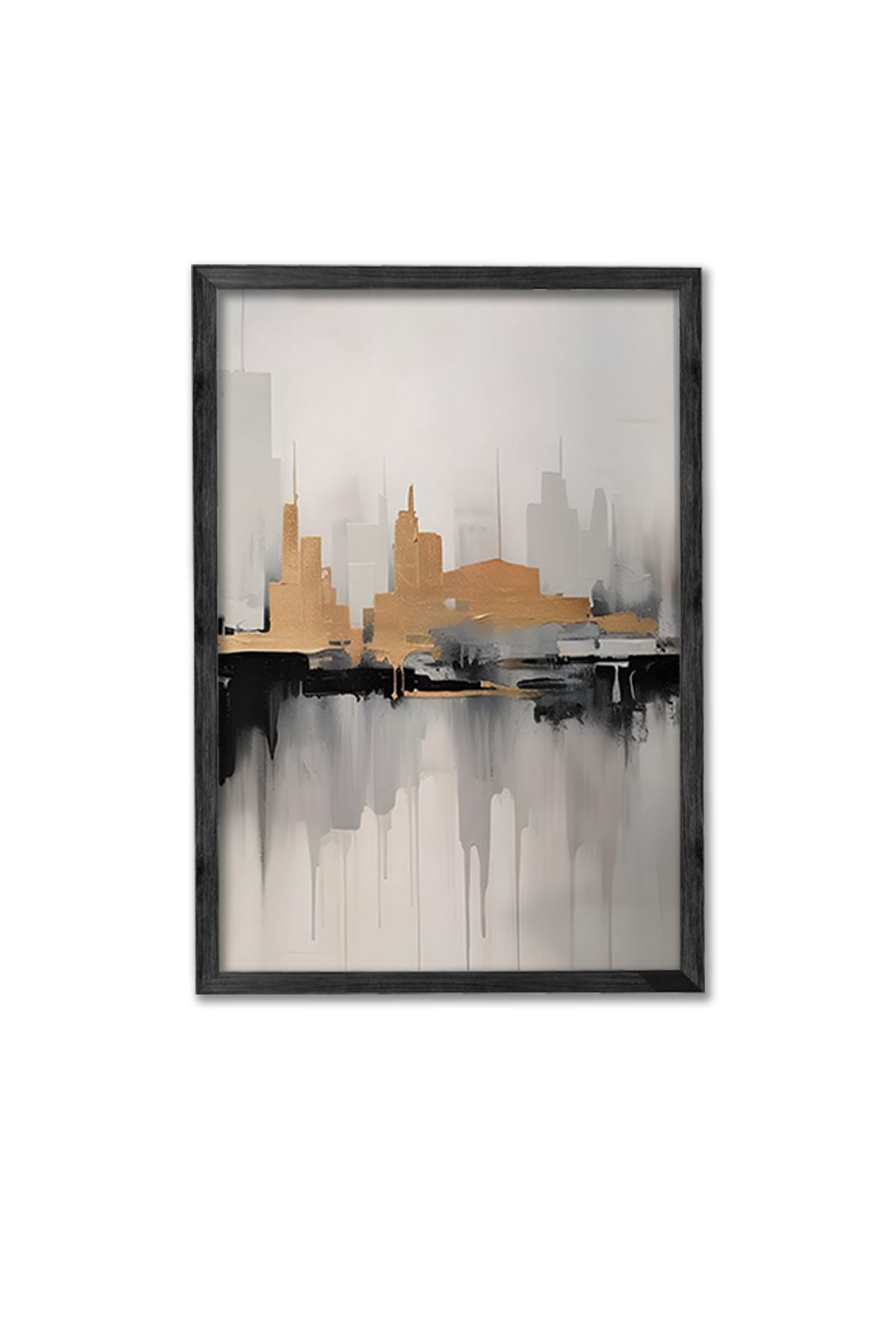 Conjunto de 3 Quadros Decorativos Multicolor com Moldura de Madeira Maciça - 34x49cm