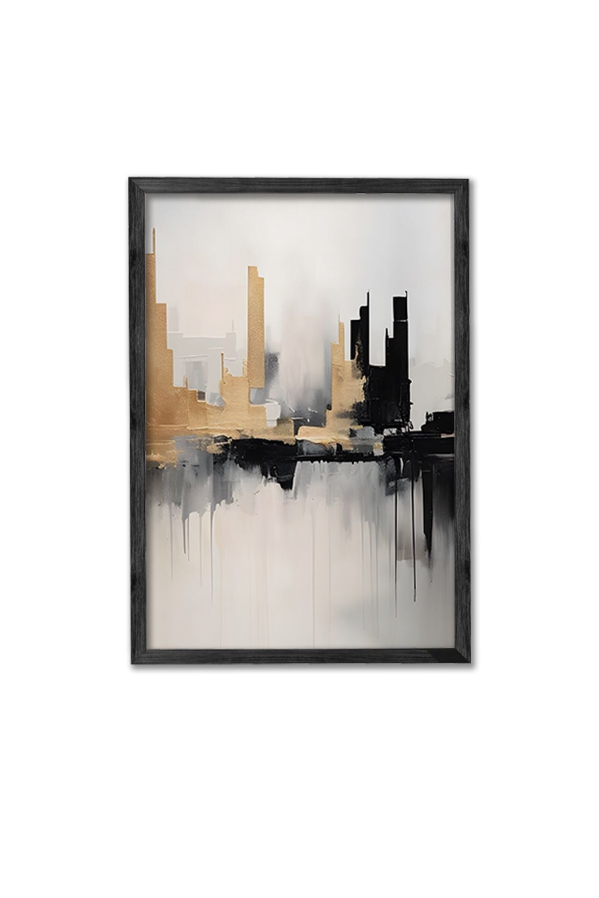 Conjunto de 3 Quadros Decorativos Multicolor com Moldura de Madeira Maciça - 34x49cm