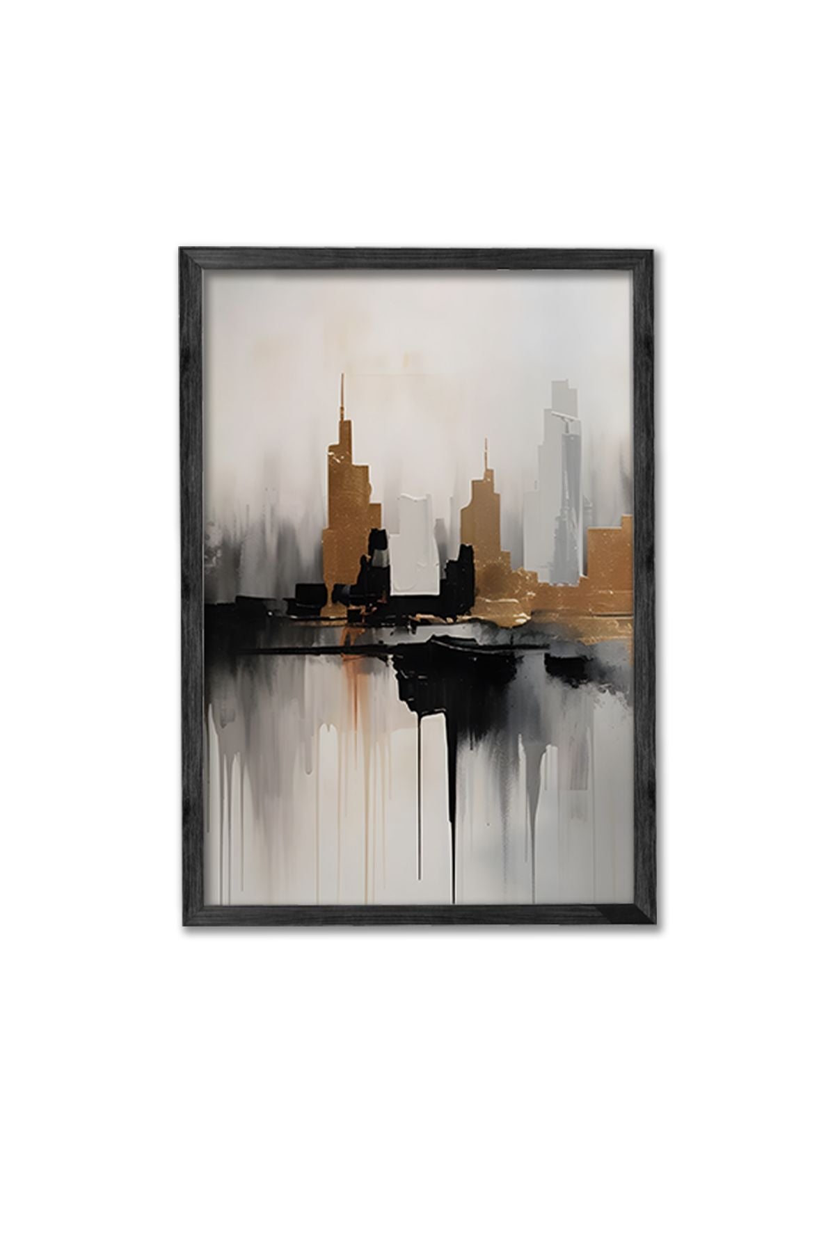 Conjunto de 3 Quadros Decorativos Multicolor com Moldura de Madeira Maciça - 34x49cm