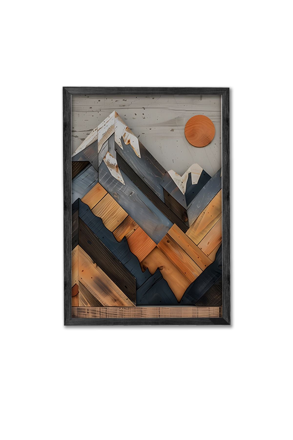 Conjunto de 3 Quadros Decorativos Multicolor com Moldura de Madeira Maciça - 34x49cm