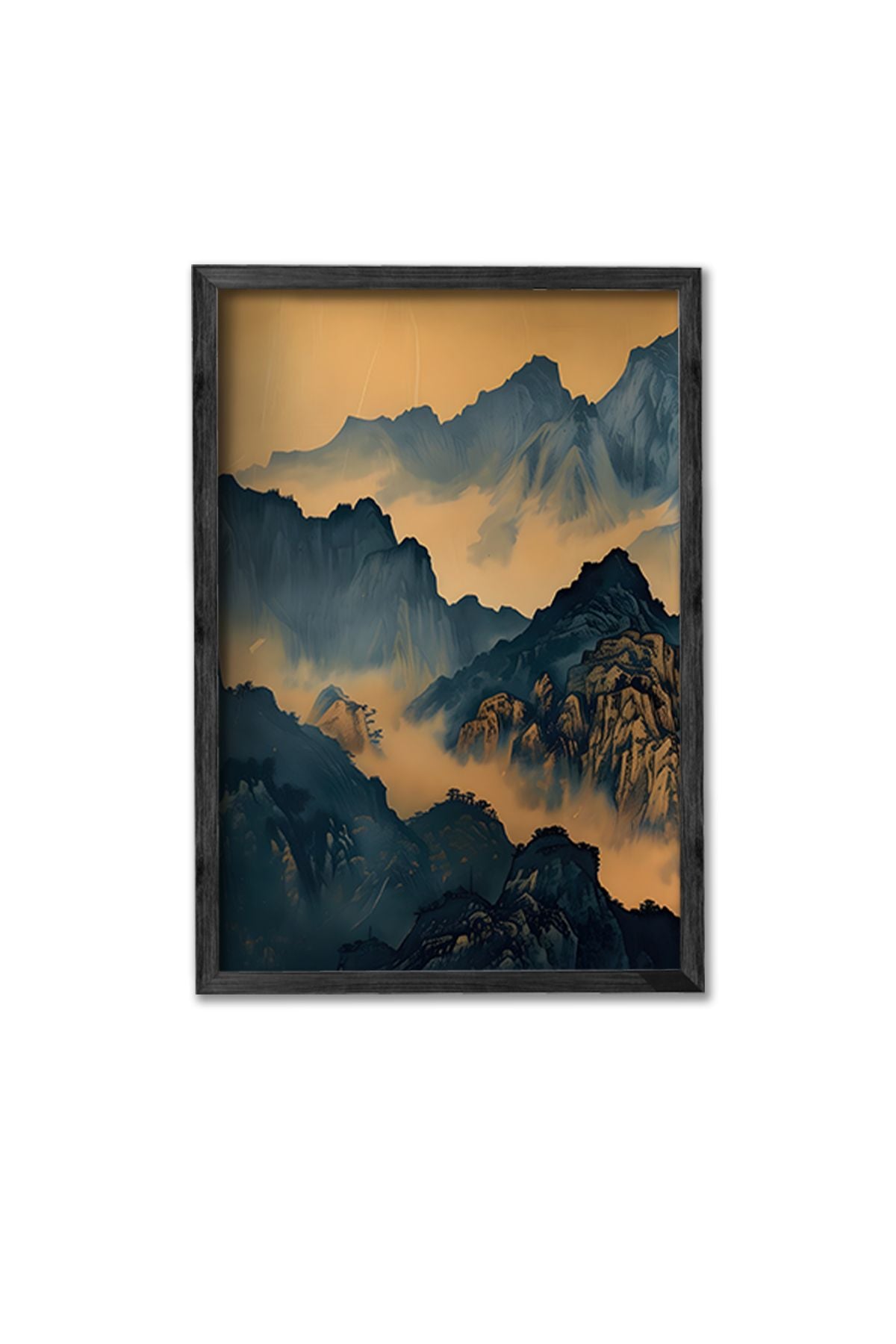 Conjunto de 3 Quadros Decorativos Multicolor com Moldura de Madeira Maciça - 34x49cm