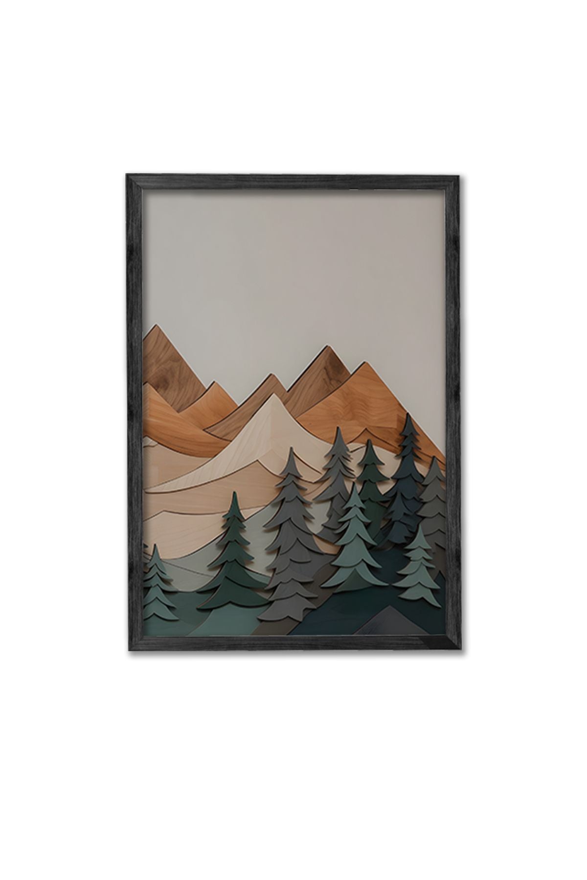 Conjunto de 3 Quadros Decorativos Multicolor com Moldura de Madeira Maciça - 34x49cm