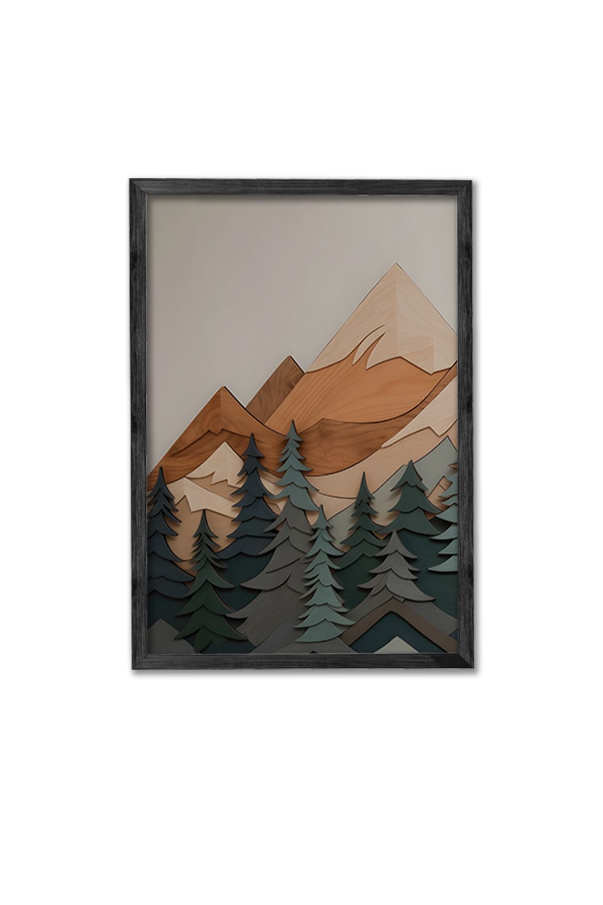 Conjunto de 3 Quadros Decorativos Multicolor com Moldura de Madeira Maciça - 34x49cm