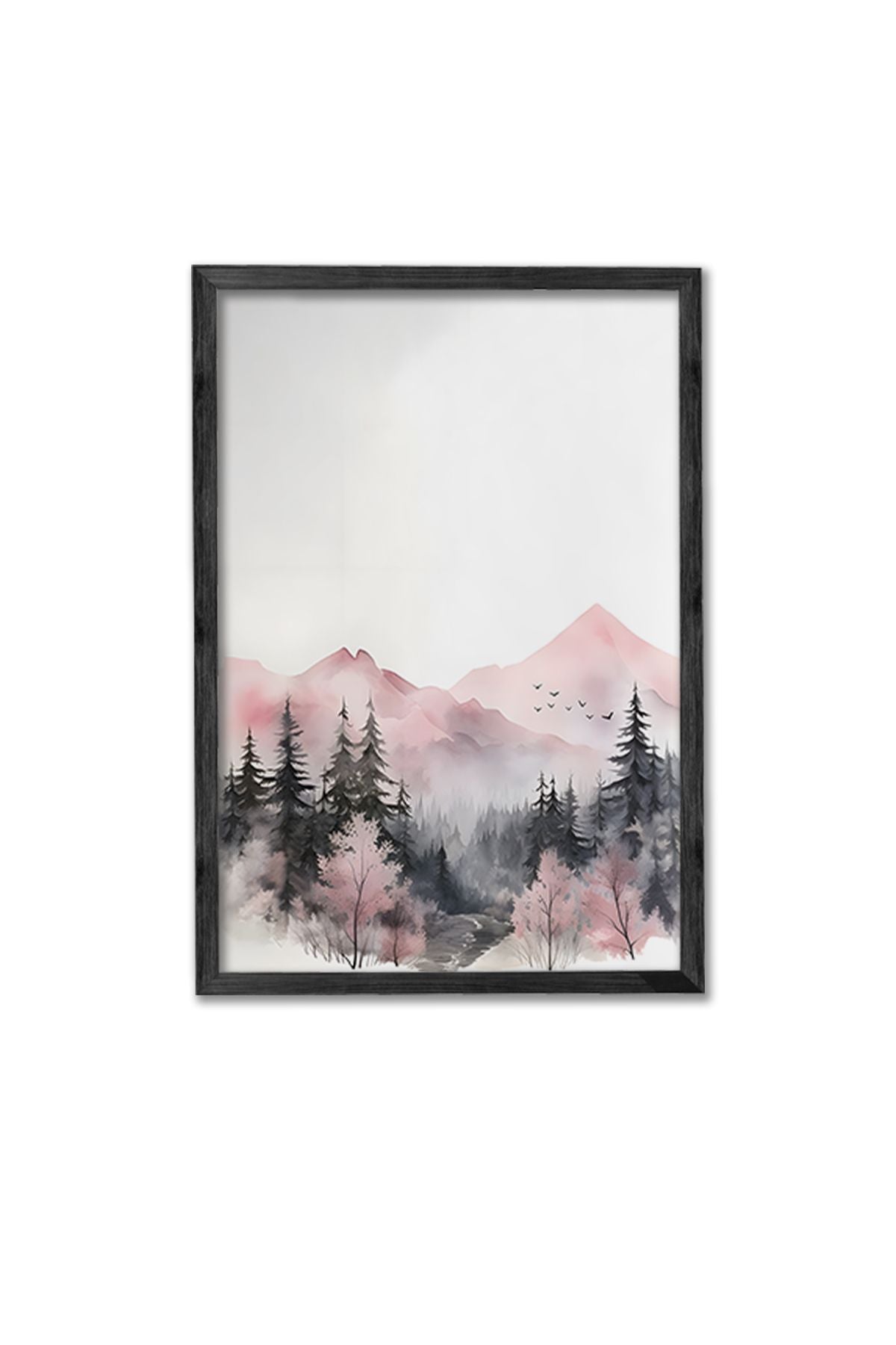 Conjunto de 3 Quadros Decorativos Multicolor com Moldura de Madeira Maciça - 34x49cm