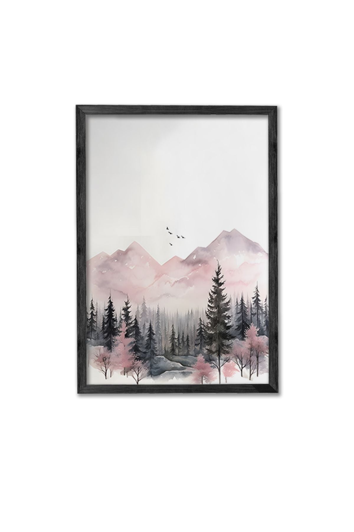 Conjunto de 3 Quadros Decorativos Multicolor com Moldura de Madeira Maciça - 34x49cm