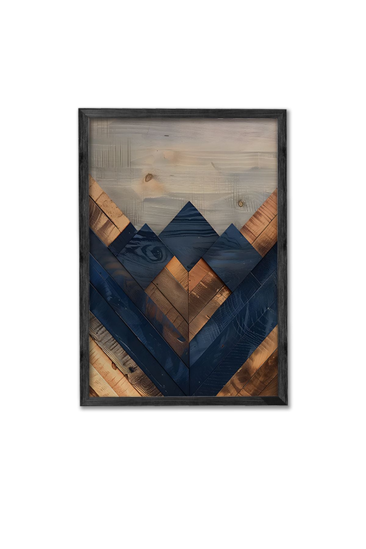 Conjunto de 3 Quadros Decorativos Multicolor com Moldura de Madeira Maciça - 34x49cm