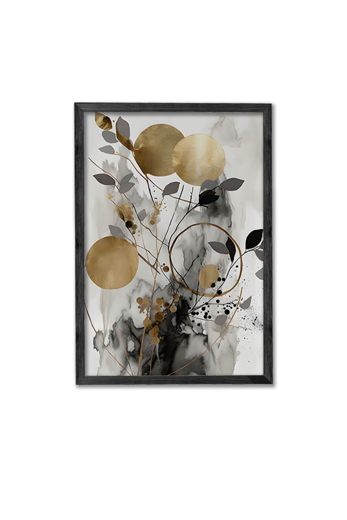 Conjunto de 3 Quadros Decorativos Multicolor com Moldura de Madeira Maciça - 34x49cm