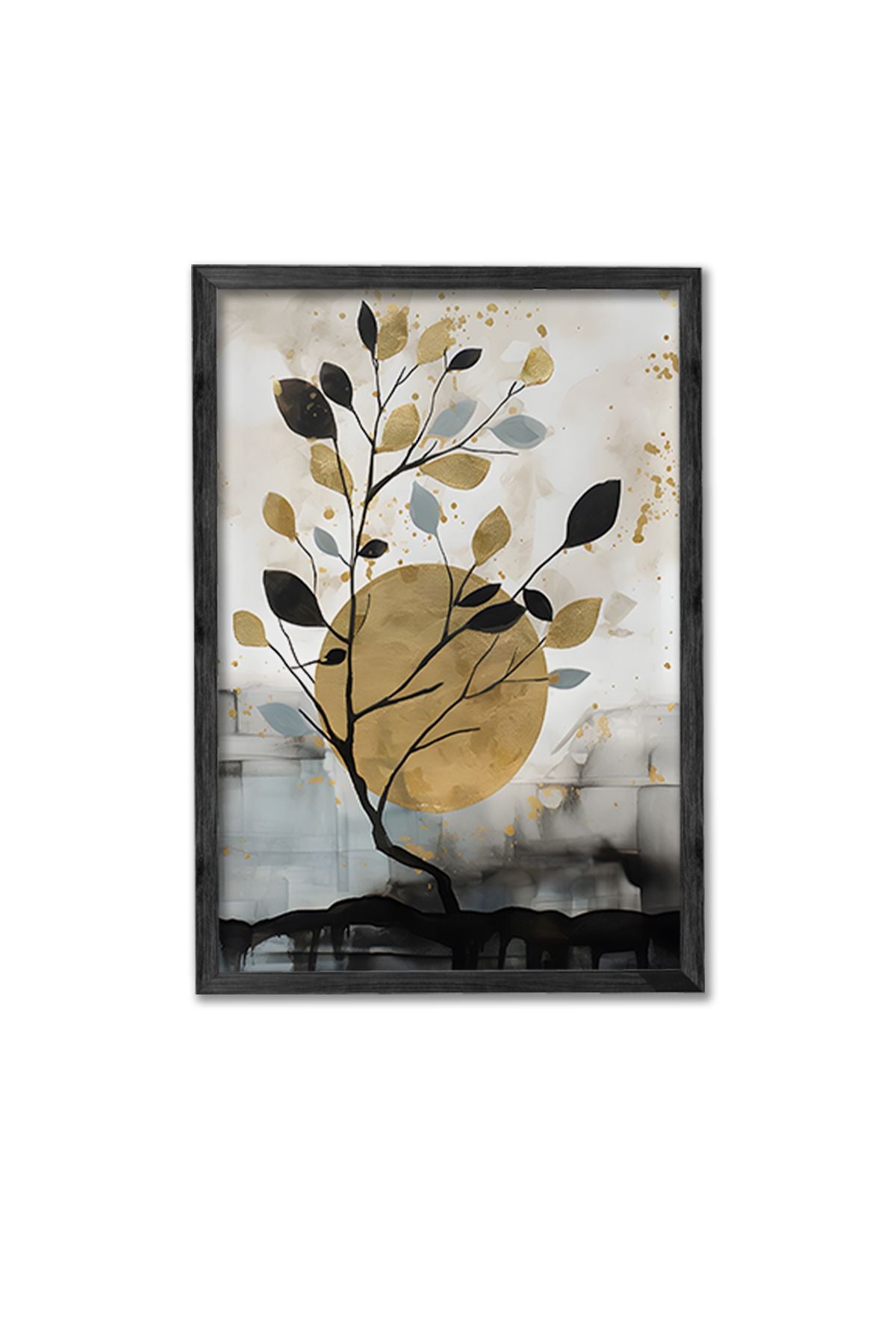 Conjunto de 3 Quadros Decorativos Multicolor com Moldura de Madeira Maciça - 34x49cm