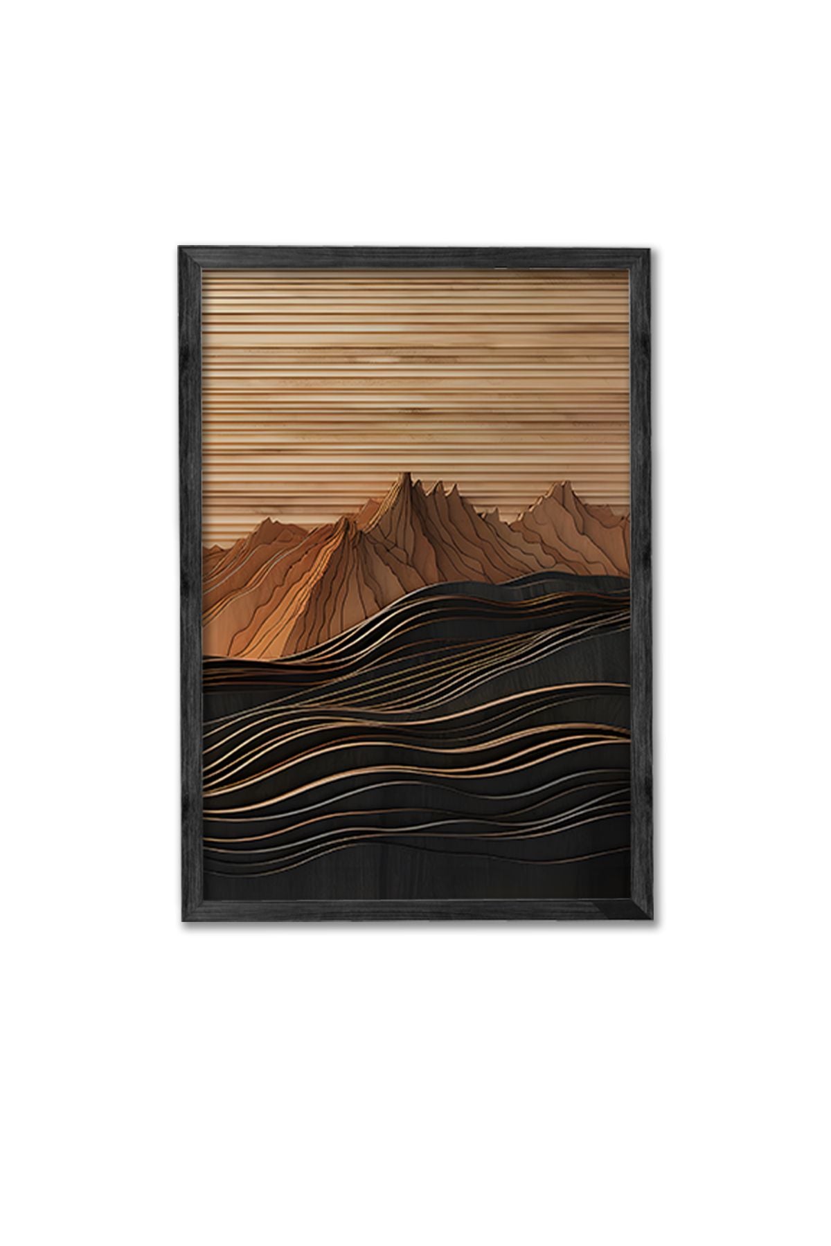 Conjunto de 3 Quadros Decorativos Multicolor com Moldura de Madeira Maciça - 34x49cm