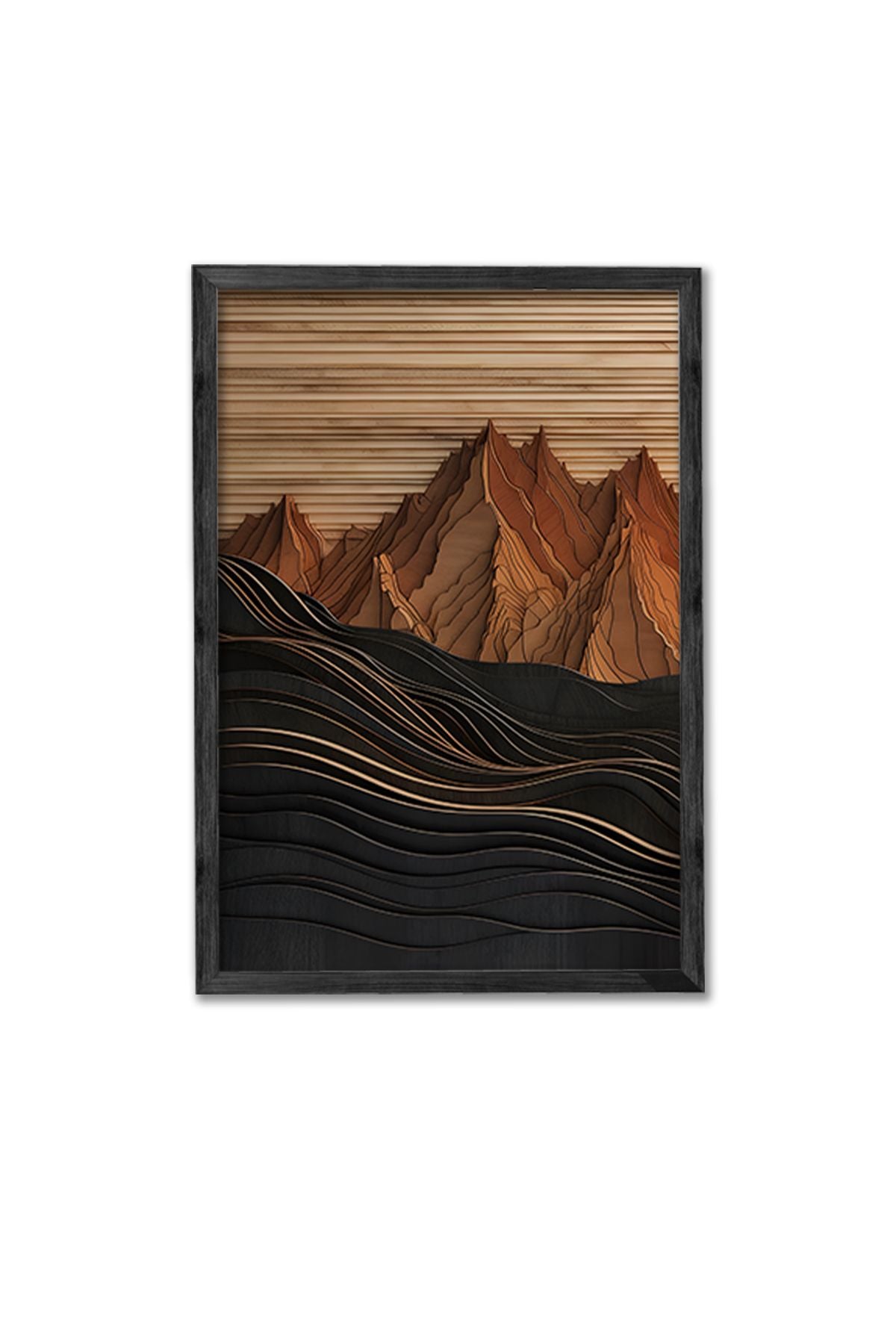 Conjunto de 3 Quadros Decorativos Multicolor com Moldura de Madeira Maciça - 34x49cm