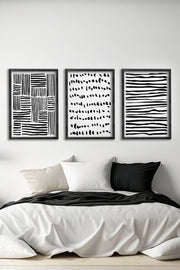 Conjunto de 3 Quadros Decorativos Multicolor com Moldura de Madeira Maciça - 34x49cm