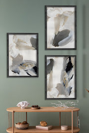 Conjunto de 3 Quadros Decorativos Multicolor com Moldura de Madeira Maciça - 34x49cm