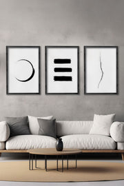 Conjunto de 3 Quadros Decorativos Multicolor com Moldura de Madeira Maciça - 34x49cm