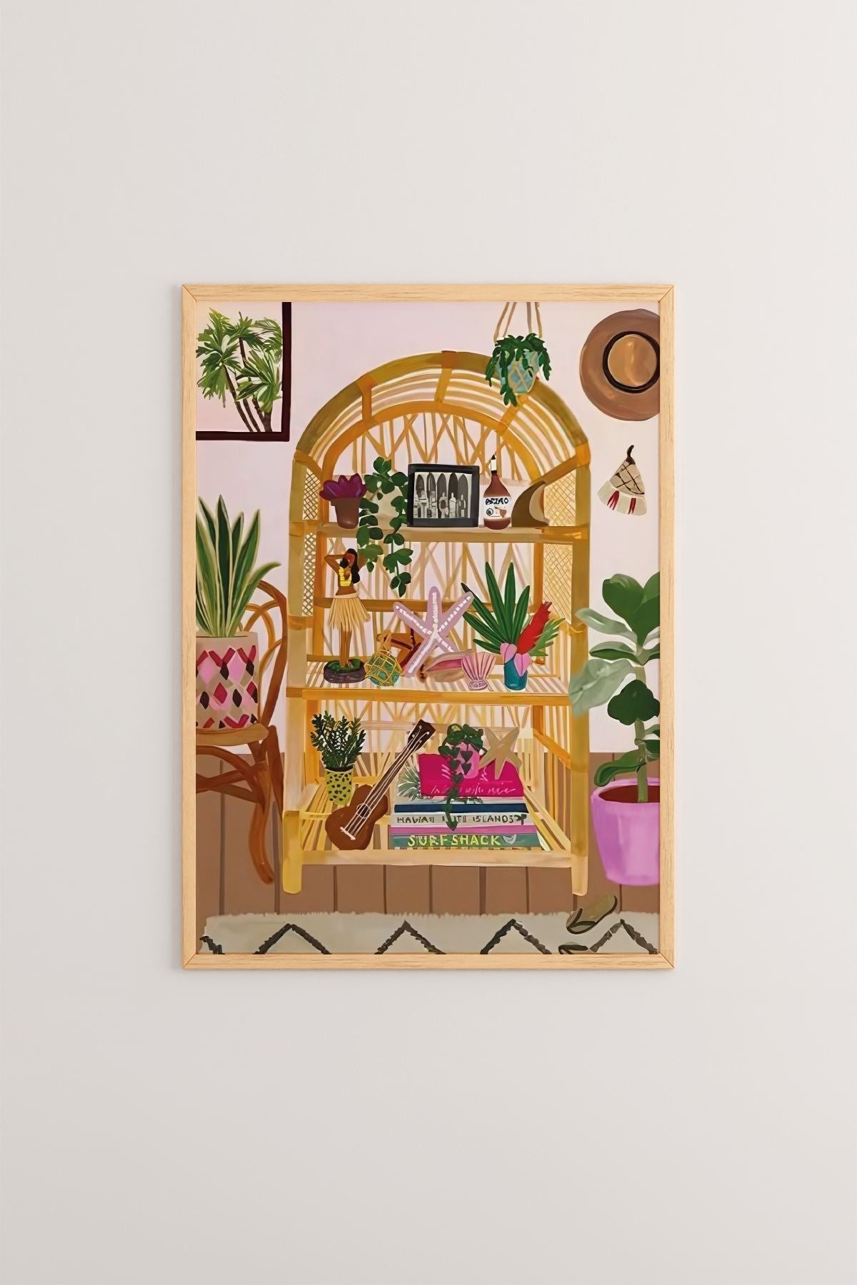 Conjunto de 3 Quadros Decorativos Multicolor com Moldura de Madeira Maciça - 33x48cm