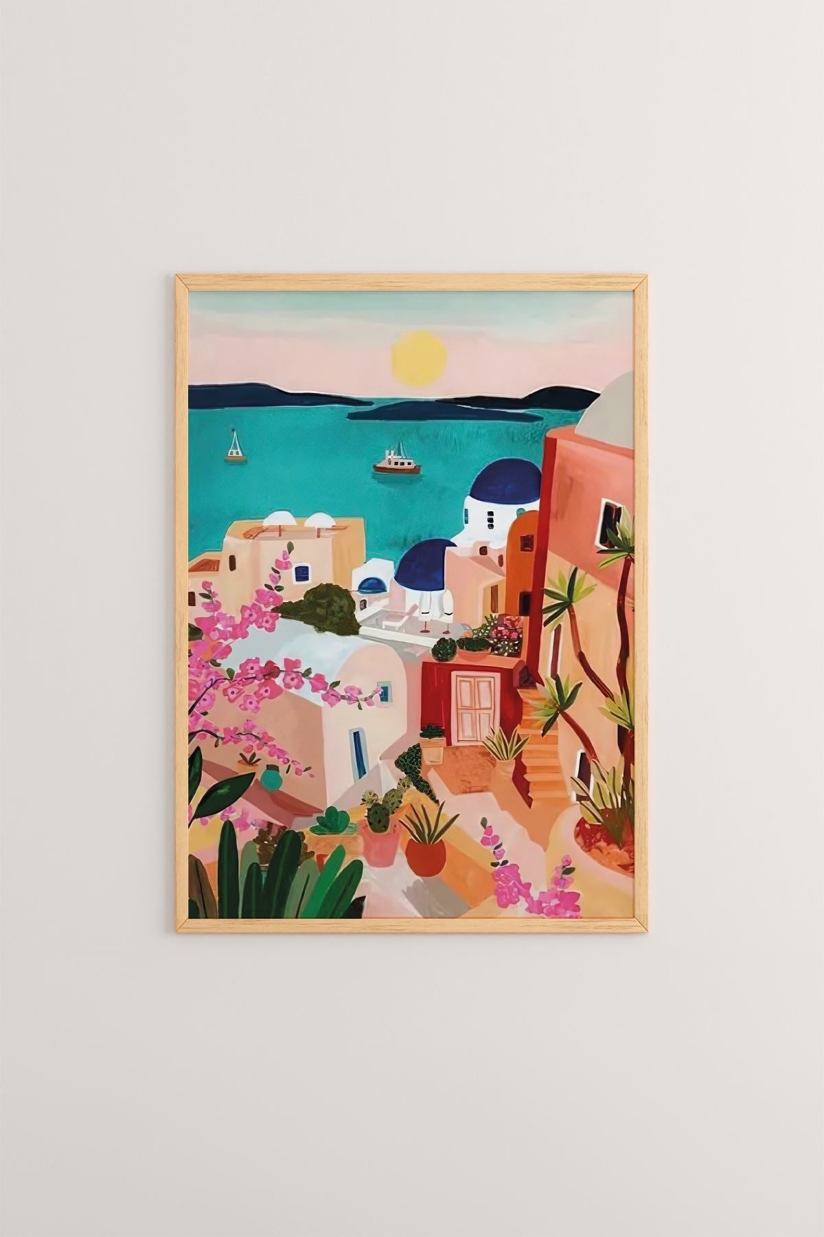 **Quadro Decorativo Emoldurado Multicolor em Madeira Maciça - 3 Peças 33x48cm - Impressão Digital Premium**
